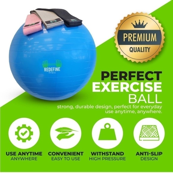 Brand New Exercise Yoga Ball Chair & 3 Resistance Bands Exercise Workout Bundle - Picture 2 of 10